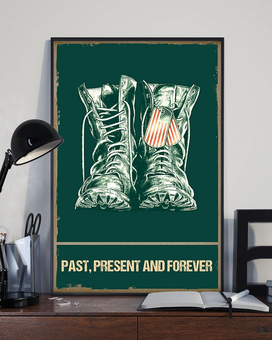 Veteran Combat Boots Poster Past Present And Forever Vintage Room Home Decor Wall Art Gifts Idea - Mostsuit