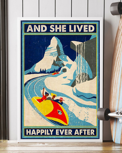 Sledding Poster And She Lived Happily Ever After Vintage Room Home Decor Wall Art Gifts Idea - Mostsuit