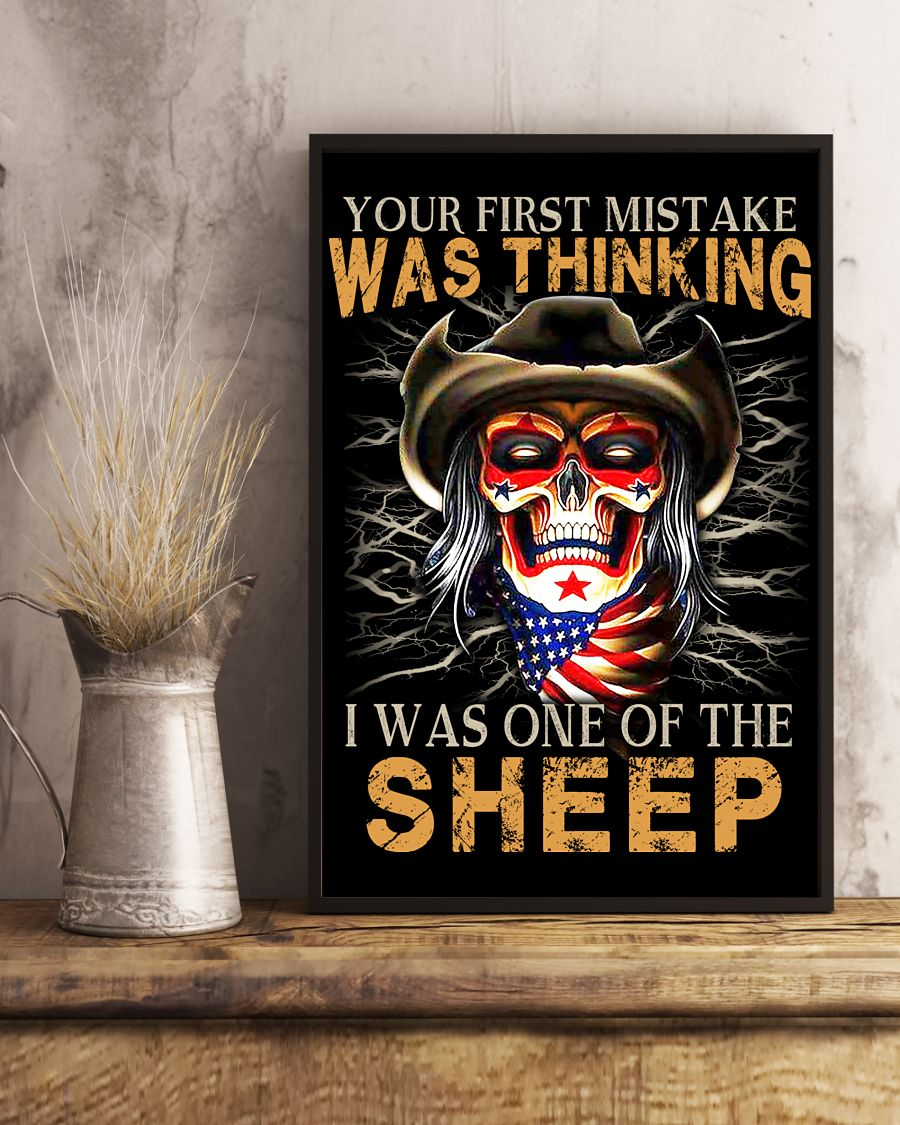 Veteran Skull Canvas Prints Your First Mistake Was Thinking I Was One Of The Sheep Vintage Wall Art Gifts Vintage Home Wall Decor Canvas - Mostsuit