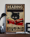 Book Black Cat Poster Reading Makes Me Feel Less Murdery Vintage Room Home Decor Wall Art Gifts Idea - Mostsuit