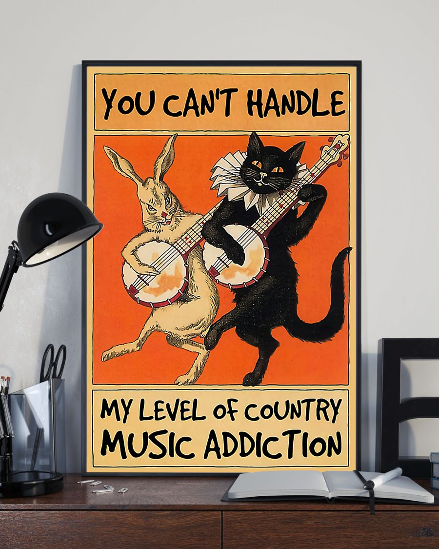 Rabbit Cat Music Addiction Poster You Can't Handle Vintage Room Home Decor Wall Art Gifts Idea - Mostsuit