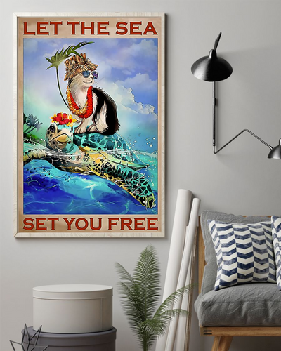 Cat Turtle Loves Poster Let The Sea Set Your Free Vintage Room Home Decor Wall Art Gifts Idea - Mostsuit