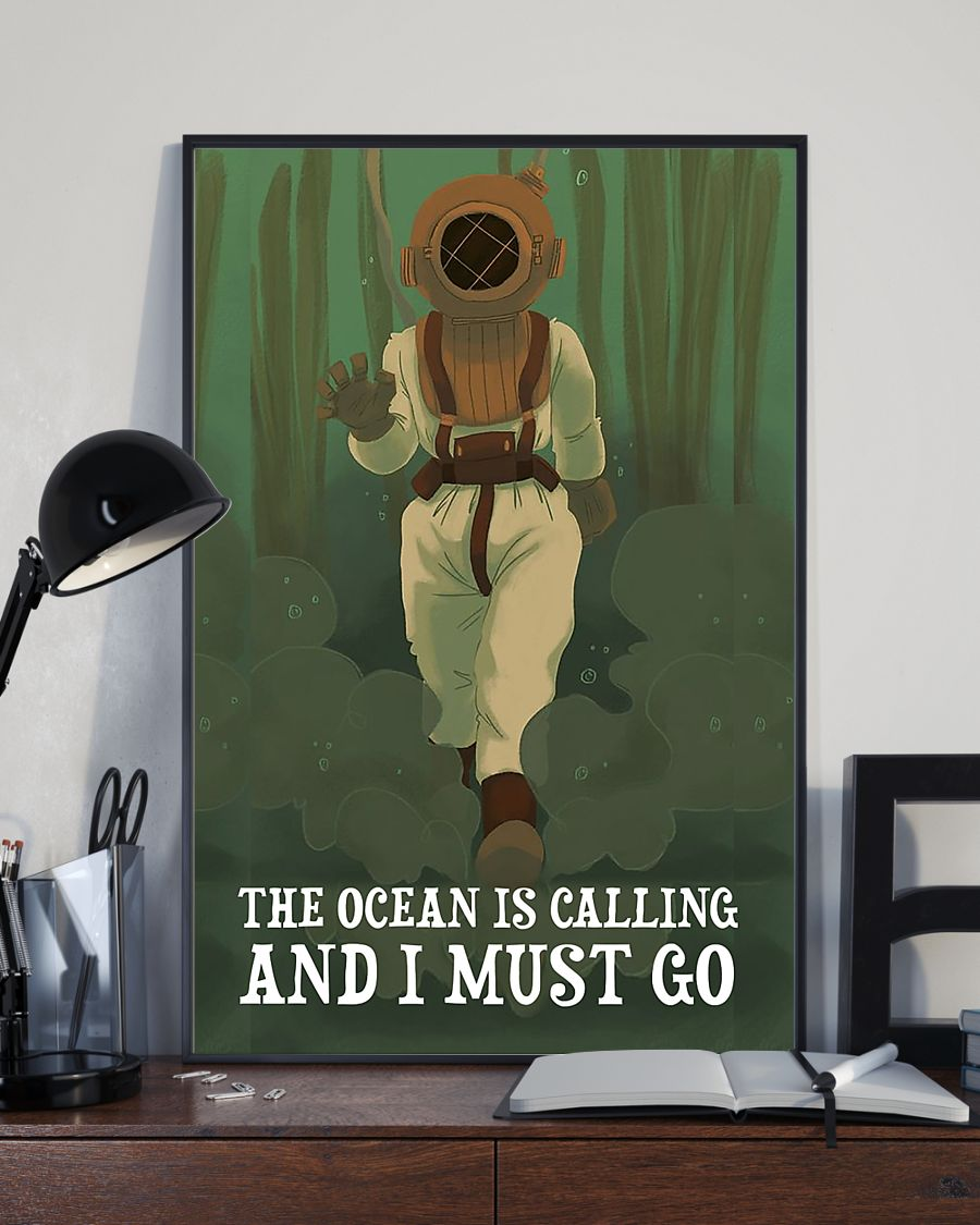 Scuba Diving Canvas Prints The Ocean Is Calling And I Must Go Vintage Wall Art Gifts Vintage Home Wall Decor Canvas - Mostsuit