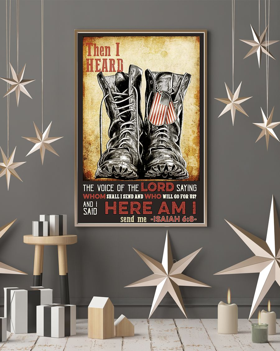 Veteran Boots Poster Then I Heard Here Am I Vintage Room Home Decor Wall Art Gifts Idea - Mostsuit
