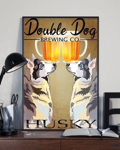 Husky Beer Loves Canvas Prints Double Dog Brewing Co. Vintage Wall Art Gifts Vintage Home Wall Decor Canvas - Mostsuit