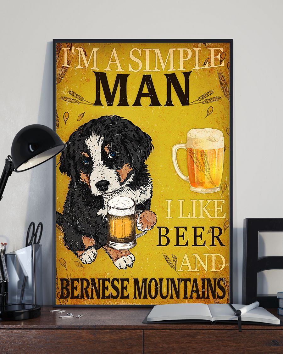 Simple Man Like Beer And Bernese Mountain Canvas Prints Vintage Wall Art Gifts Vintage Home Wall Decor Canvas - Mostsuit