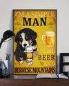 Simple Man Like Beer And Bernese Mountain Canvas Prints Vintage Wall Art Gifts Vintage Home Wall Decor Canvas - Mostsuit