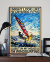 Surfing Poster In My Head I'm Windsurfing Vintage Oil Painting Room Home Decor Wall Art Gifts Idea - Mostsuit
