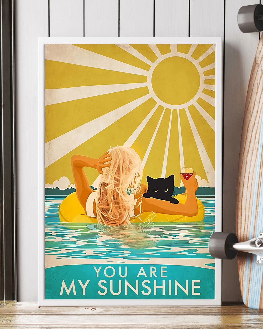 Girl Loves Black Cat And Wine You Are My Sunshine Canvas Prints Retro Wall Art Gifts Vintage Home Wall Decor Canvas - Mostsuit