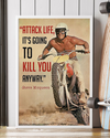 Motocross Canvas Prints Attack Life It's Going To Kill You Anyway Vintage Wall Art Gifts Vintage Home Wall Decor Canvas - Mostsuit