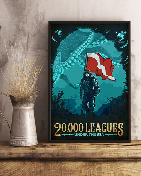Scuba Diving Poster 20000 Leagues Under The Sea Vintage Room Home Decor Wall Art Gifts Idea - Mostsuit