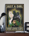 Cat Poster Just A Girl Who Loves Cats Vintage Room Home Decor Wall Art Gifts Idea - Mostsuit