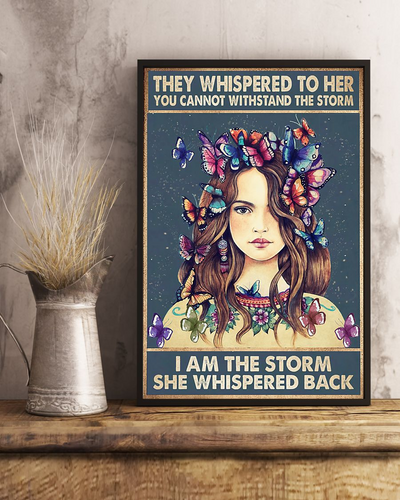 Butterflies Girl Poster I Am The Storm Vintage Room Home Decor Wall Art Gifts Idea - Mostsuit