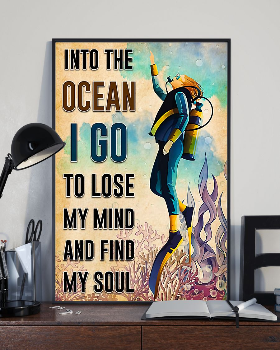 Scuba Diving Canvas Prints Into The Ocean I Go To Lose My Mind And Find My Soul Wall Art Gifts Vintage Home Wall Decor Canvas - Mostsuit