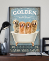 Golden Retriever In Bath Tub Wash Your Paws Funny Poster Vintage Room Home Decor Wall Art Gifts Idea - Mostsuit