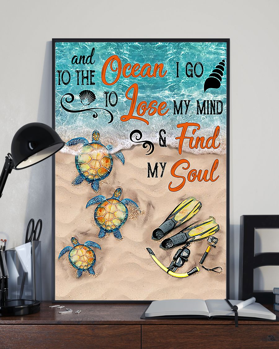 Scuba Diving And Turtle Loves Canvas Prints Ocean Lose My Mind Find My Soul Vintage Wall Art Gifts Vintage Home Wall Decor Canvas - Mostsuit