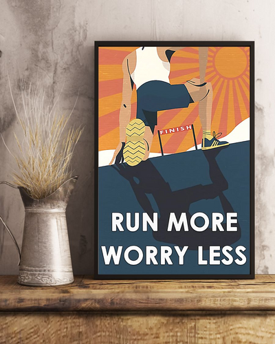 Running Poster Run More Worry Less Vintage Room Home Decor Wall Art Gifts Idea - Mostsuit for Runner