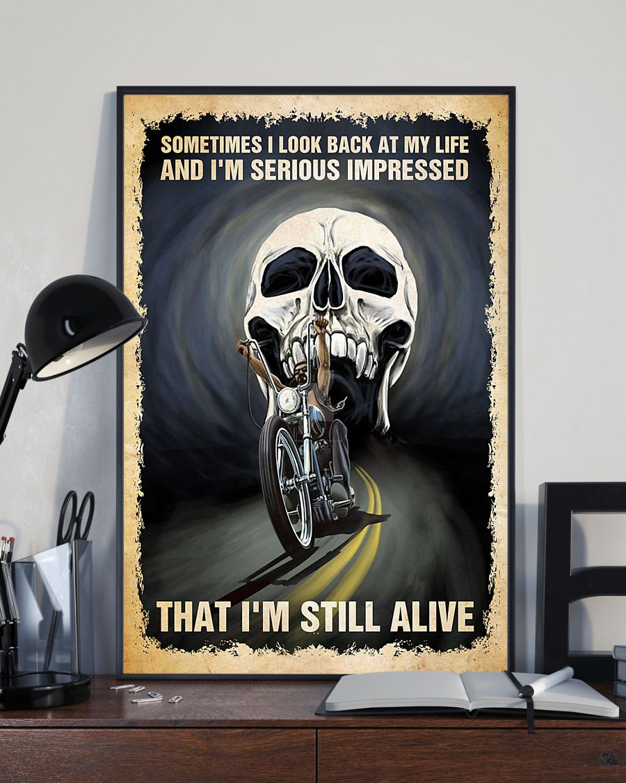Biker Skull Loves Canvas Prints That I'm Still Alive Vintage Wall Art Gifts Vintage Home Wall Decor Canvas - Mostsuit