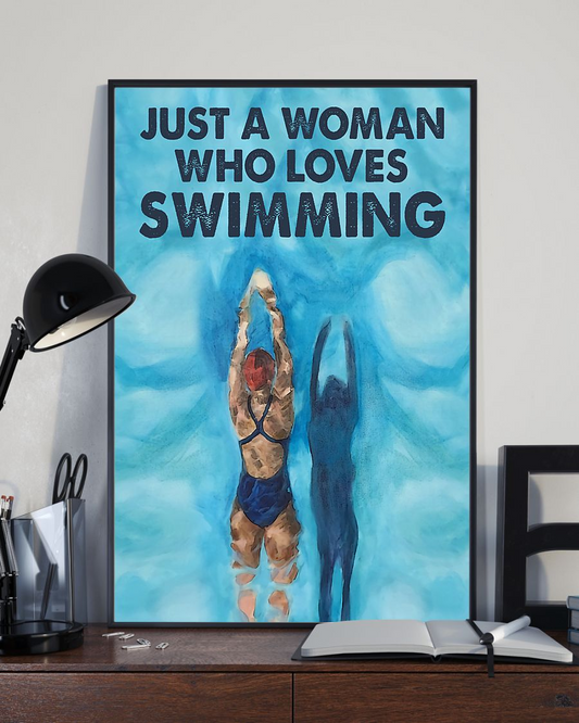 Just A Woman Who Loves Swimming Canvas Prints Vintage Wall Art Gifts Vintage Home Wall Decor Canvas - Mostsuit