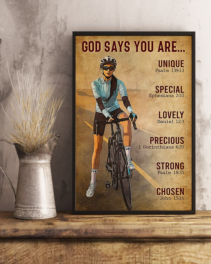 Cycling Girl God Says You Are Canvas Prints Vintage Wall Art Gifts Vintage Home Wall Decor Canvas - Mostsuit