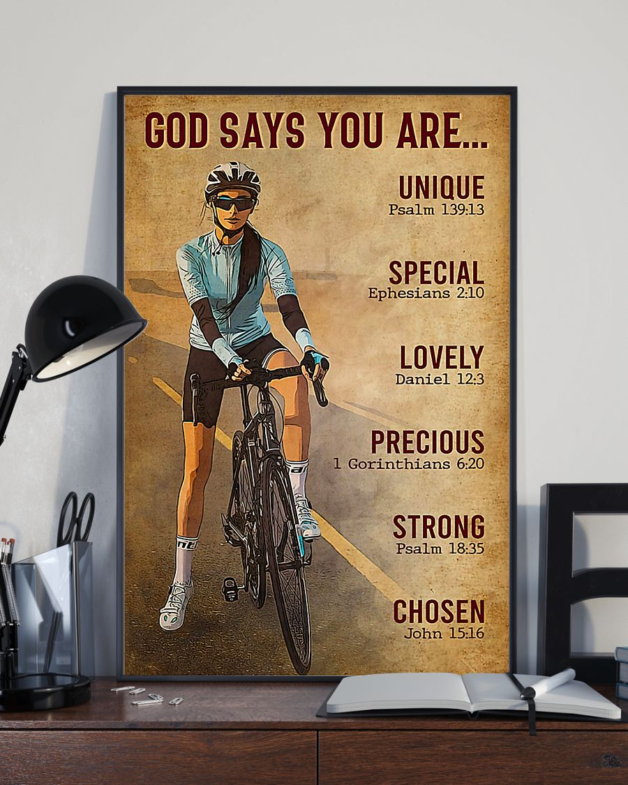 Cycling Girl God Says You Are Canvas Prints Vintage Wall Art Gifts Vintage Home Wall Decor Canvas - Mostsuit
