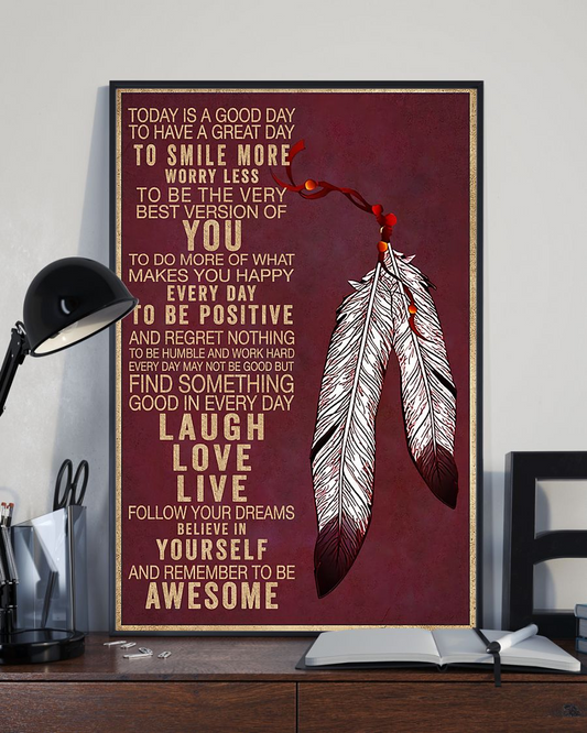 Native American Indians Pride Canvas Prints Every Day Laugh Love Live Wall Art Gifts Vintage Home Wall Decor Canvas - Mostsuit