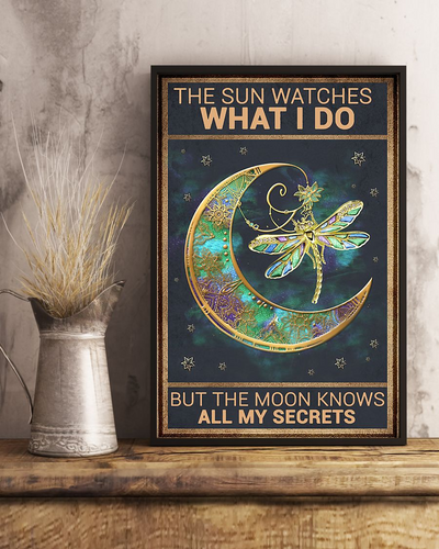 Dragonfly And Moon Canvas Prints The Sun Watches What I Do Vintage Wall Art Gifts Vintage Home Wall Decor Canvas - Mostsuit
