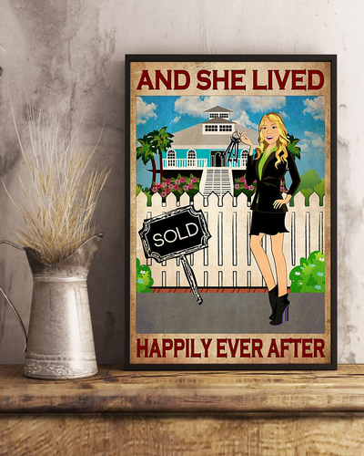 Real Estate Seller Canvas Prints And She Lived Happily Ever After Vintage Wall Art Gifts Vintage Home Wall Decor Canvas - Mostsuit