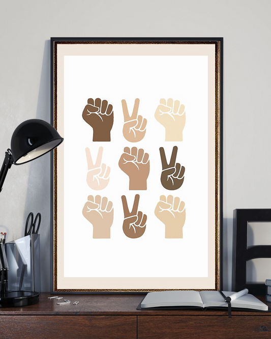 Fighting Together Equal Rights Skin Tones Hand Poster Vintage Room Home Decor Wall Art Gifts Idea - Mostsuit