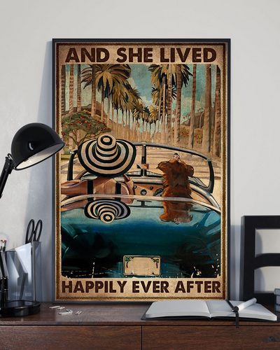 Dog Travel Canvas Prints And She Lived Happily Ever After Vintage Wall Art Gifts Vintage Home Wall Decor Canvas - Mostsuit