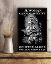 Cat Wine Skeleton Sugar Skull Girl Poster A Woman Cannot Survive On Wine Alone Vintage Room Home Decor Wall Art Gifts Idea - Mostsuit