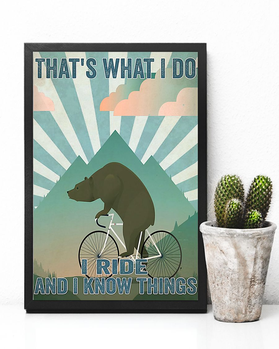 Cycling Bear Canvas Prints That's What I Do I Ride And I Know Things Vintage Wall Art Gifts Vintage Home Wall Decor Canvas - Mostsuit