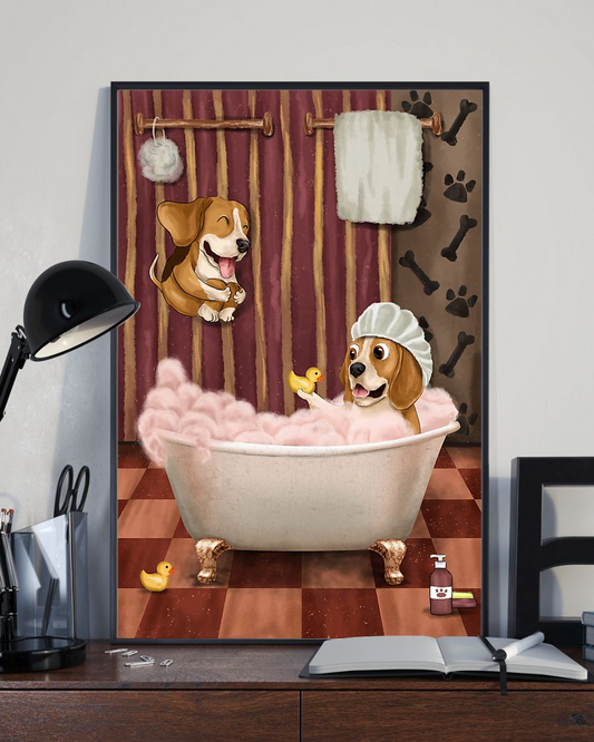 Dachshund Bathroom Funny Poster Dog Loves Vintage Room Home Decor Wall Art Gifts Idea - Mostsuit