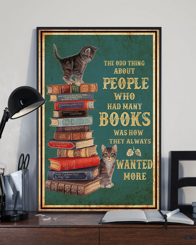Cat And Book Loves Canvas Prints The Odd Thing About People Vintage Wall Art Gifts Vintage Home Wall Decor Canvas - Mostsuit