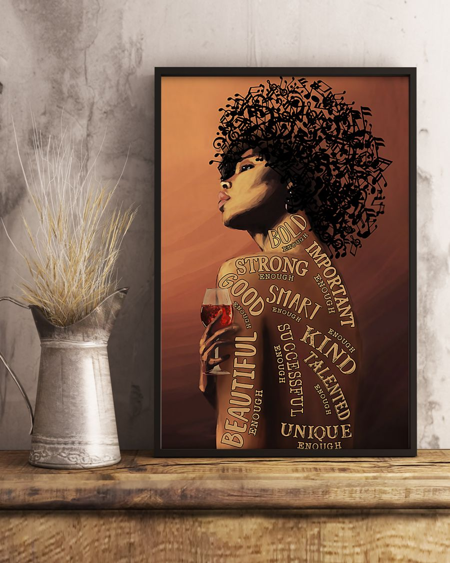Wine Music Black Girl Canvas Prints Vintage Wall Art Gifts Vintage Home Wall Decor Canvas - Mostsuit