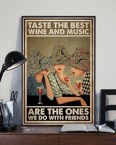 Wine Loves Taste The Best Wine And Music Canvas Prints Friends Vintage Wall Art Gifts Vintage Home Wall Decor Canvas - Mostsuit