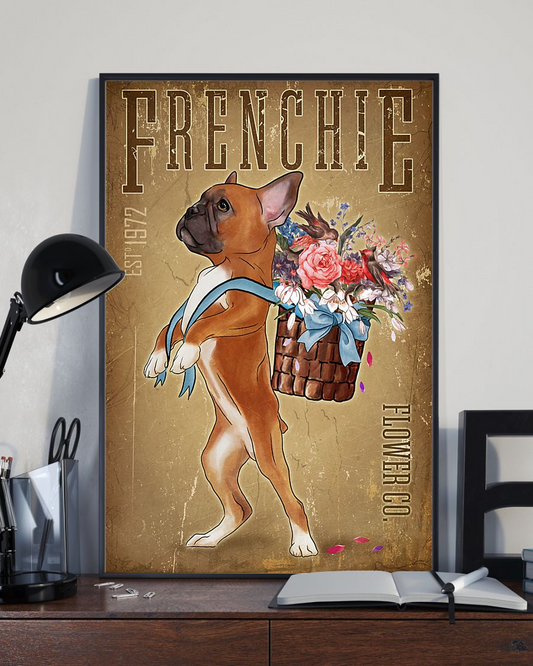 Frenchie Flowers Canvas Prints French Bulldog Dog Loves Vintage Wall Art Gifts Vintage Home Wall Decor Canvas - Mostsuit
