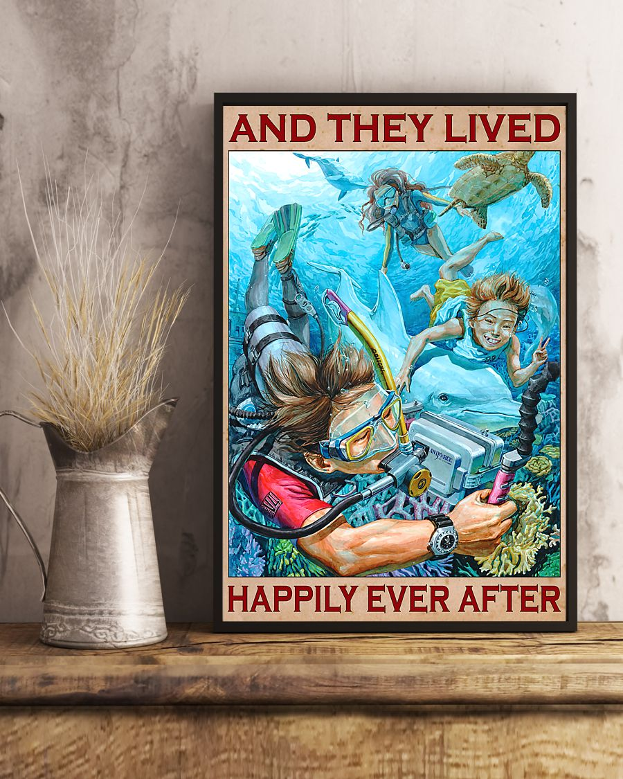 Diving Loves Canvas Prints They Lived Happily Ever After Vintage Wall Art Gifts Vintage Home Wall Decor Canvas - Mostsuit