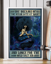 Mermaid Afro Girl Poster She Dreams Of The Ocean Vintage Room Home Decor Wall Art Gifts Idea - Mostsuit