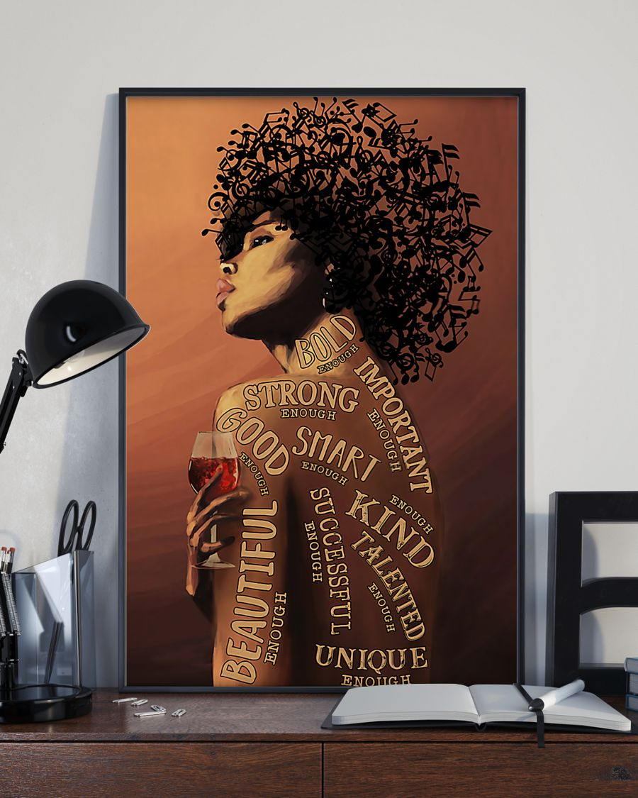 Wine Music Black Girl Canvas Prints Vintage Wall Art Gifts Vintage Home Wall Decor Canvas - Mostsuit