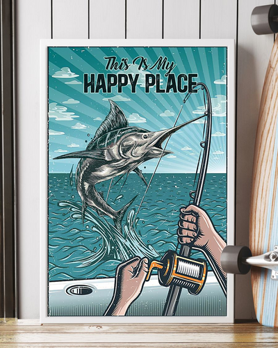 Fishing Poster This Is My Happy Place Vintage Room Home Decor Wall Art Gifts Idea - Mostsuit