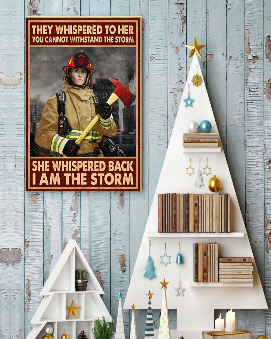 Female Firefighter Poster I Am The Storm Vintage Room Home Decor Wall Art Gifts Idea - Mostsuit