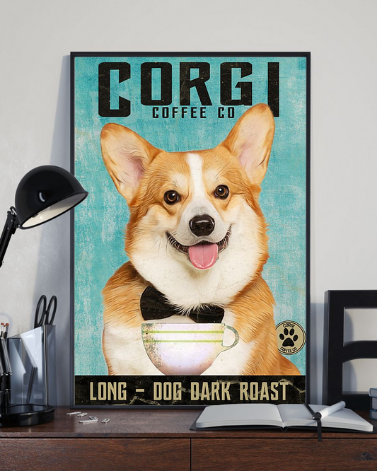 Corgi Coffee Co Dog Loves Canvas Prints Vintage Wall Art Gifts Vintage Home Wall Decor Canvas - Mostsuit