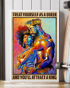Afro Couple Poster Treat Yourself As A Queen And You'll Attract A King Vintage Room Home Decor Wall Art Gifts Idea - Mostsuit