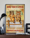 Fishing Cats Poster And They Lived Happily Ever After Vintage Room Home Decor Wall Art Gifts Idea - Mostsuit