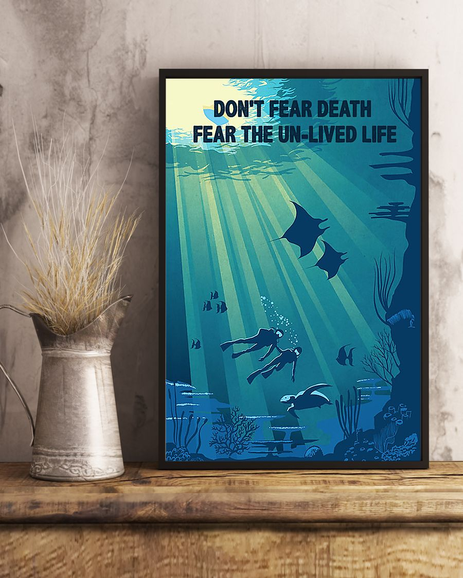 Scuba Diving Canvas Prints Don't Fear Death Fear The Un-lived Live Vintage Wall Art Gifts Vintage Home Wall Decor Canvas - Mostsuit