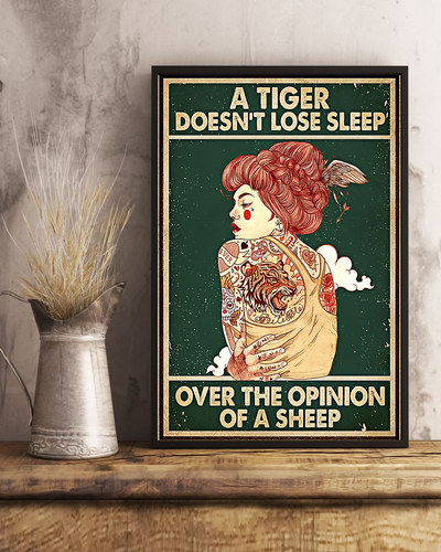 Tattooed Girl A Tiger Doesn't Lose Sleep Poster Vintage Room Home Decor Wall Art Gifts Idea - Mostsuit