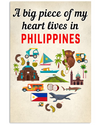 A Big Piece Of My Heart Lives In Philippines Poster Vintage Room Home Decor Wall Art Gifts Idea - Mostsuit