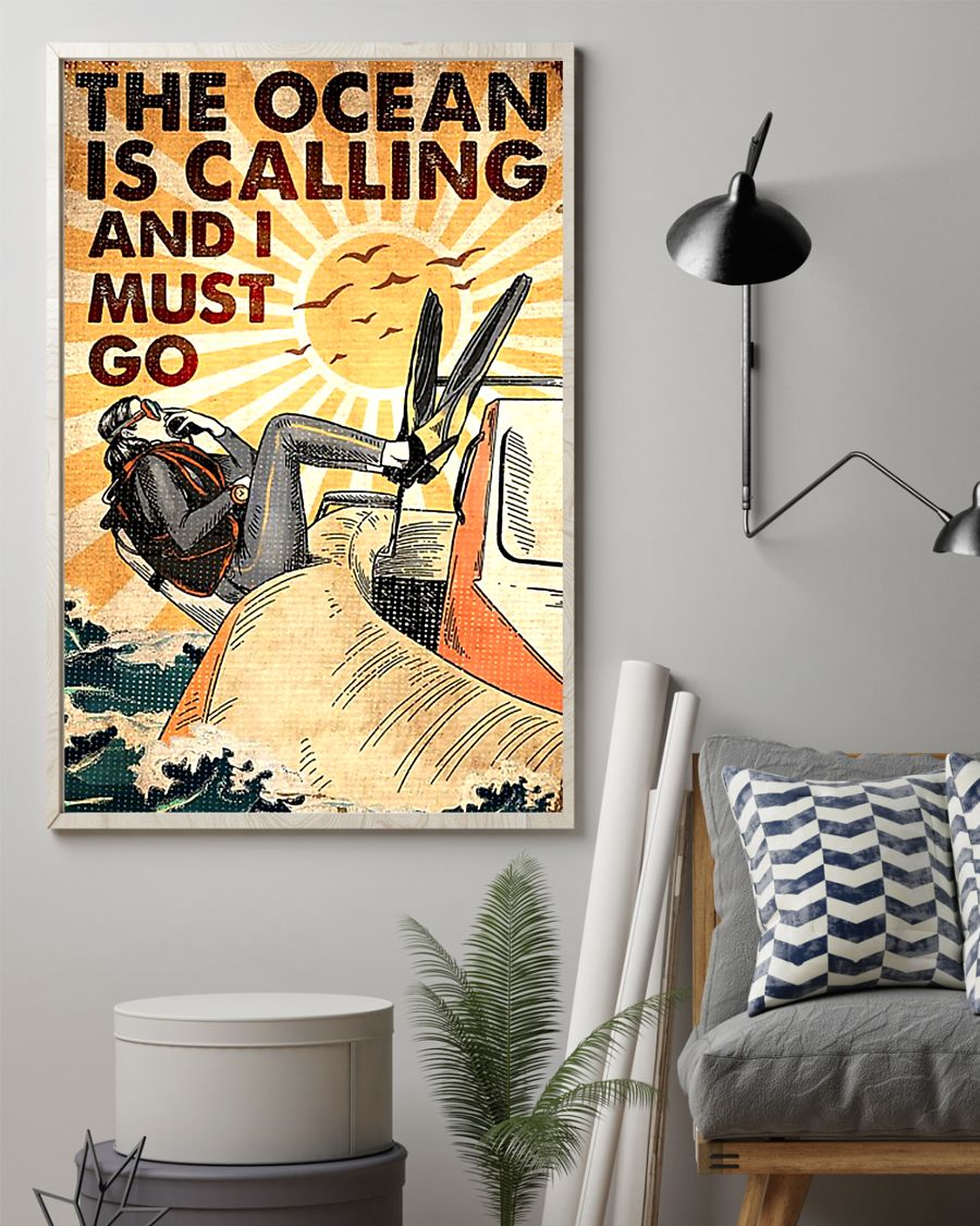 Scuba Diving Loves Canvas Prints The Ocean Is Calling And I Must Go Vintage Wall Art Gifts Vintage Home Wall Decor Canvas - Mostsuit