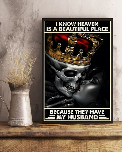 Skull Couple Husband Memorial Poster Heaven Is A Beautiful Place Vintage Room Home Decor Wall Art Gifts Idea - Mostsuit